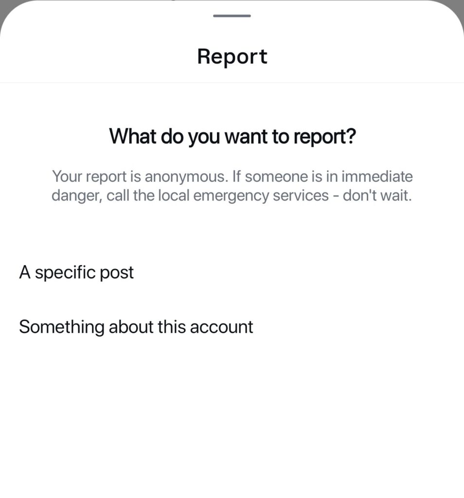 how to ban instagram account step 2