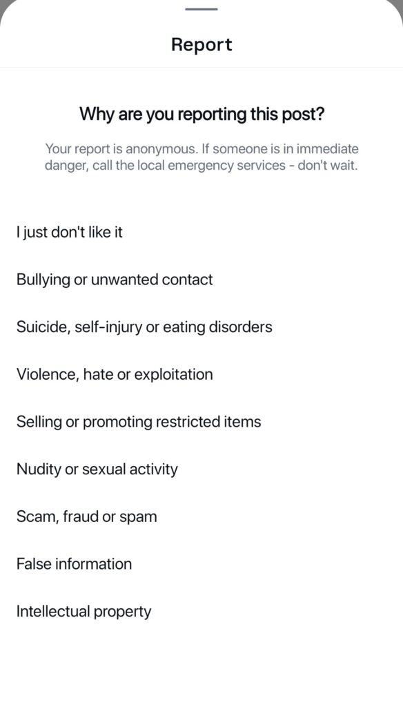 how to ban instagram account step 3