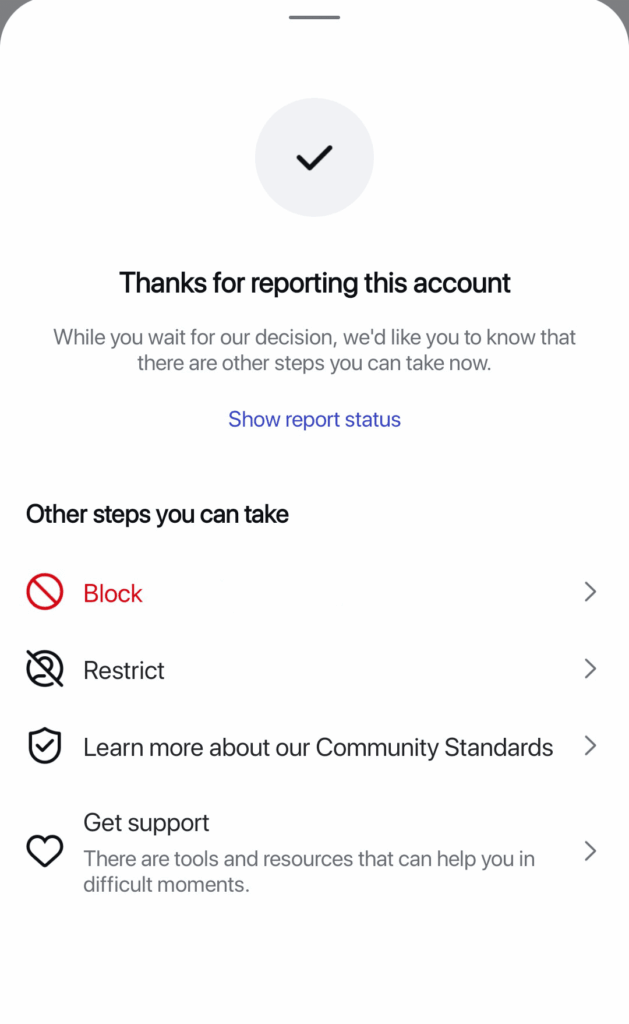 how to ban instagram account step 4