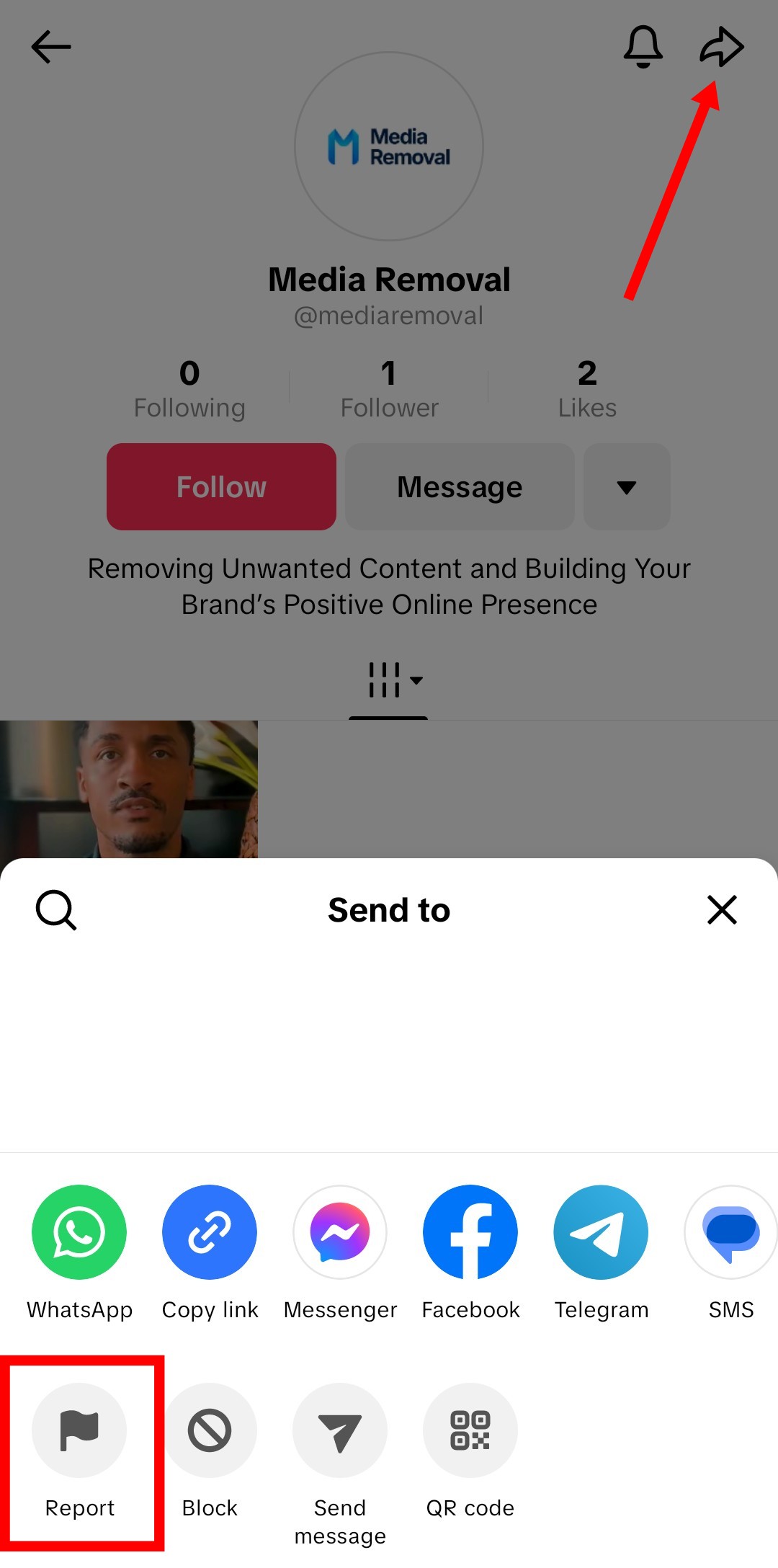 remove someone tiktok account step 1
