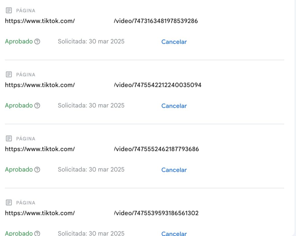 Real TikTok takedown approvals confirming content removal