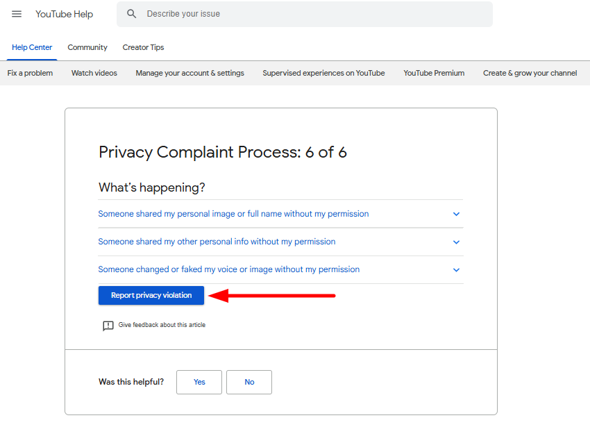 privacy compliant process step 6