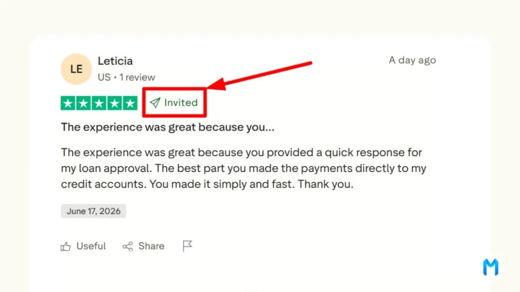 What do the Trustpilot labels Merged, Redirected, and Invited mean