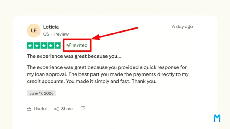 What do the Trustpilot labels Merged, Redirected, and Invited mean